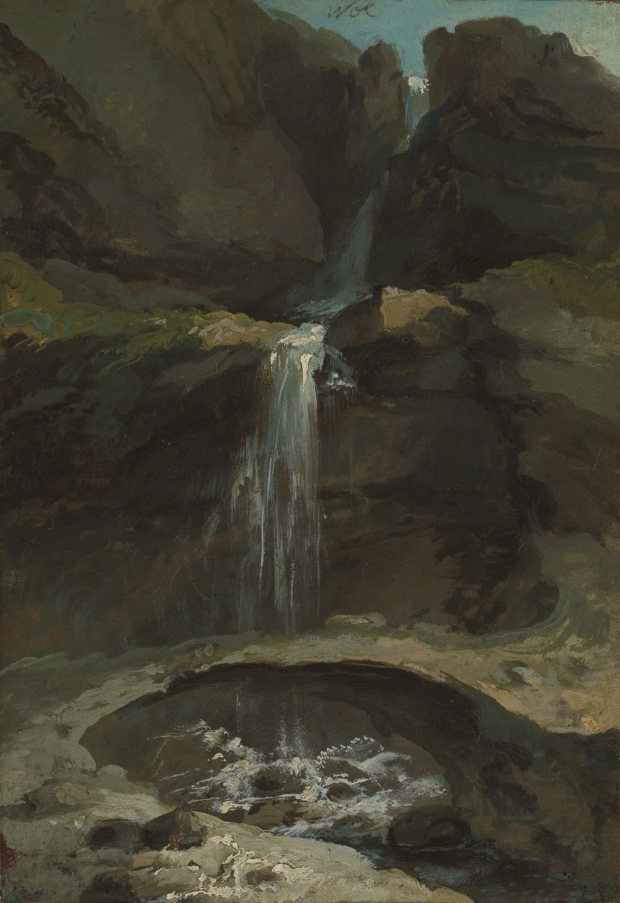 The Geltenbach Falls in the Lauenen Valley with an Ice Bridge